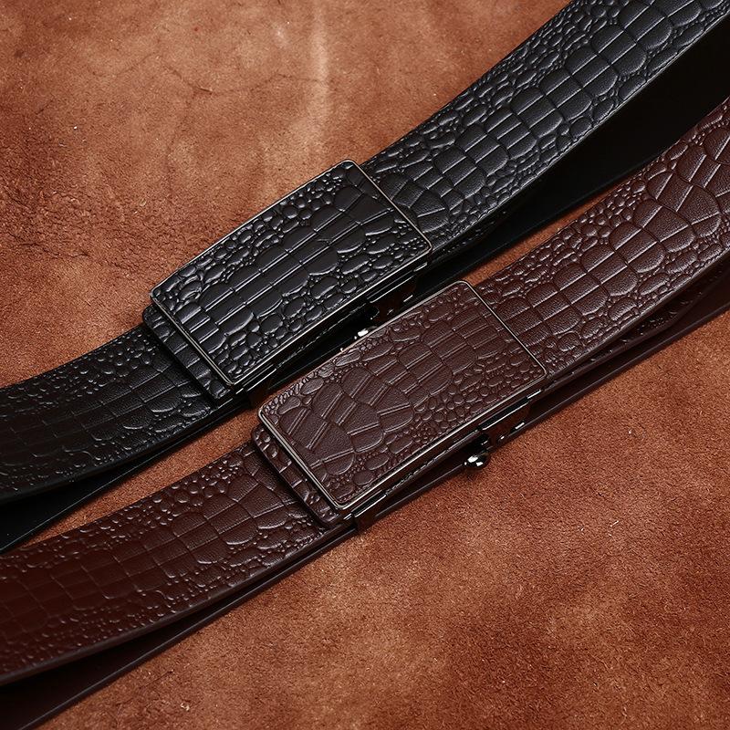 3,5 cm čistá hovězí kůže vysoce kvalitní pravé kožené opasky pro muže popruh mužský bezzubý automatický přezka obchodní opasek na kalhoty