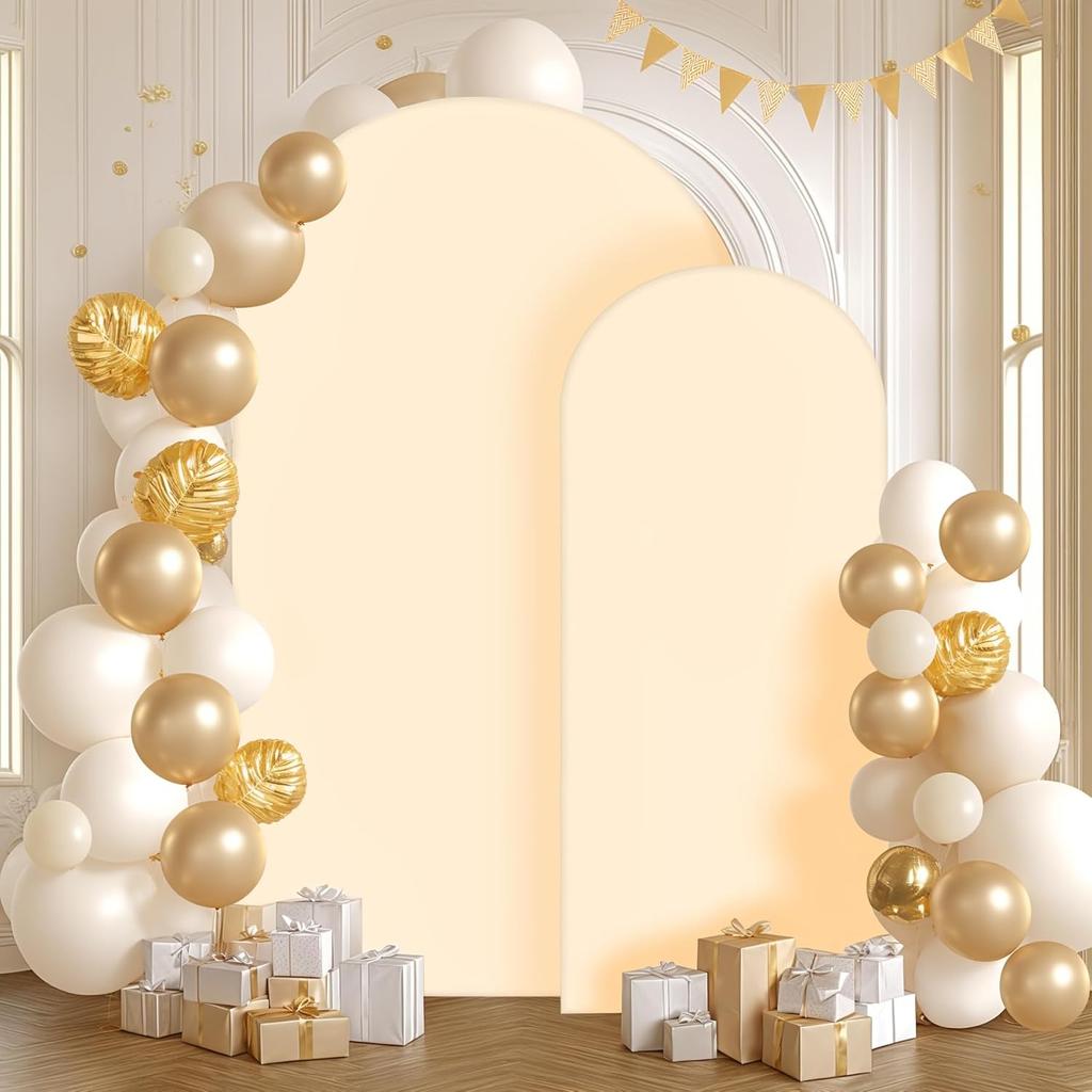 6,6/7,2 Fuß Elfenbein Spandex Bogen Fotoabdeckungen Dehnbare Kulisse für Hochzeit, Geburtstagsparty, Babyparty, Bankett Bogen Dekoration