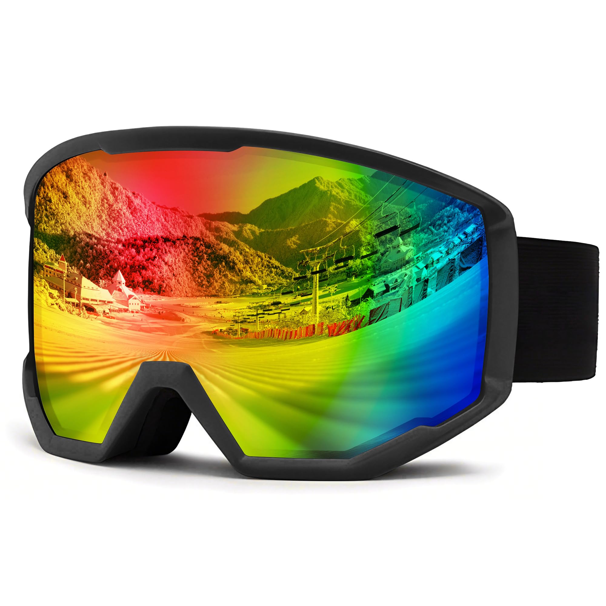 

COPPOR Ski Glasses Snow Snowboard Wide Field of Spherical UV Impact Double Helmet Goggles, Compatible, Goggles, Goggles, 180° View, Lenses, 100% чёрный