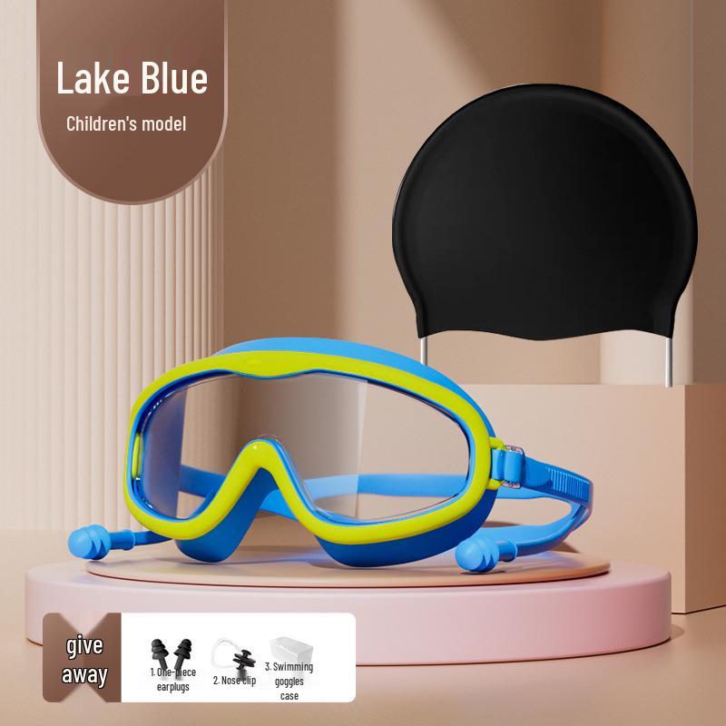 2025 Großrahmen Erwachsene & Kinder Anti-Beschlag Wasserdicht Schwimmbrille & Tauchkappen-Set