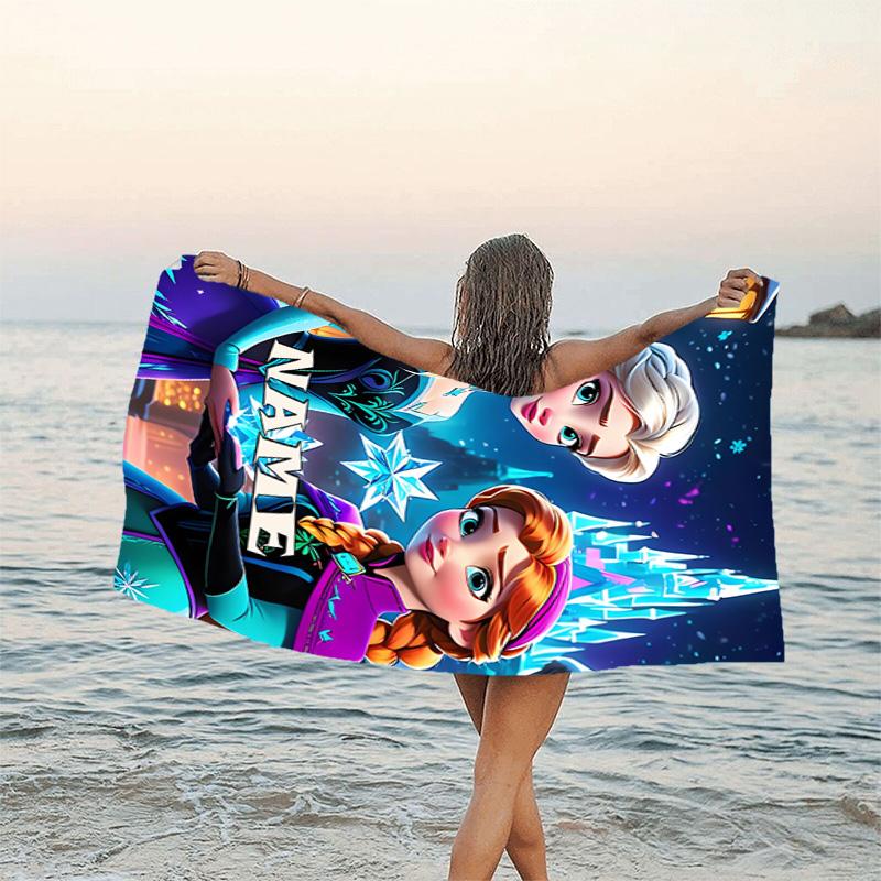 1pc Frozen5 Beach Towel with Custom Name, Beach/Swimming/Bath/Picnic/Camping Towel, Suitable for Seaside Beaches