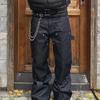 Americká trendy značka z High Street, pracovní džíny pro muže, černý ruffian, hezký, volný vibe styl, mírný designový smysl se zipem