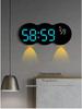 LED Digital Living Room Wall Clock with Multifunctional Alarm, Temperature Display, and Remote Control