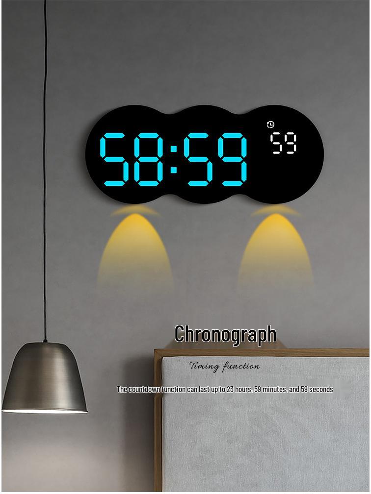 LED Digital Wohnzimmer Wanduhr mit Multifunktionalem Alarm, Temperaturanzeige und Fernbedienung