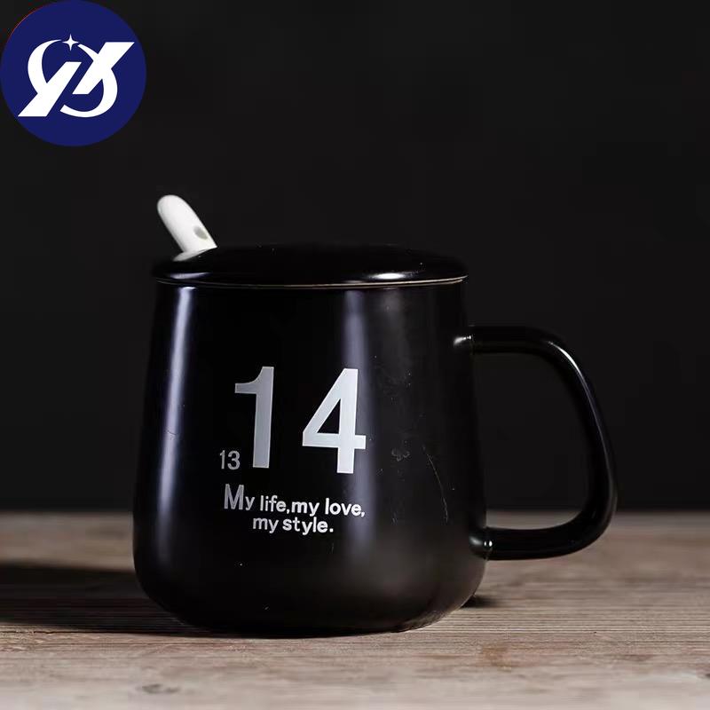 Japanese Style Totoro Coffee Mugs for Lovers Creative Milk Cup with Lid and Spoon Office Simple Ceramic Water Tea Cup Drinkware
