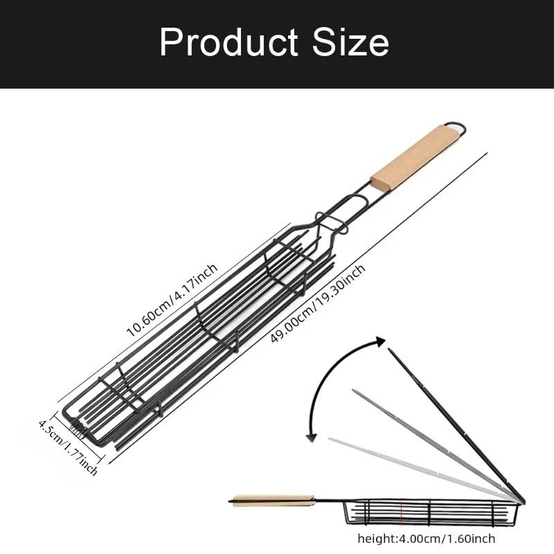 Stainless Steel BBQ Grill Basket Nonstick Barbecue Mesh Holder Portable Grilling Rack For Meat Burger Outdoor Cooking