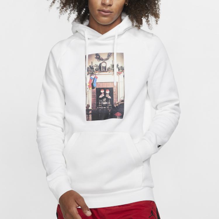 Jordan Jumpman Chimney Print Fleece-Lined Hoodie Men Hoodie White CT4886-100