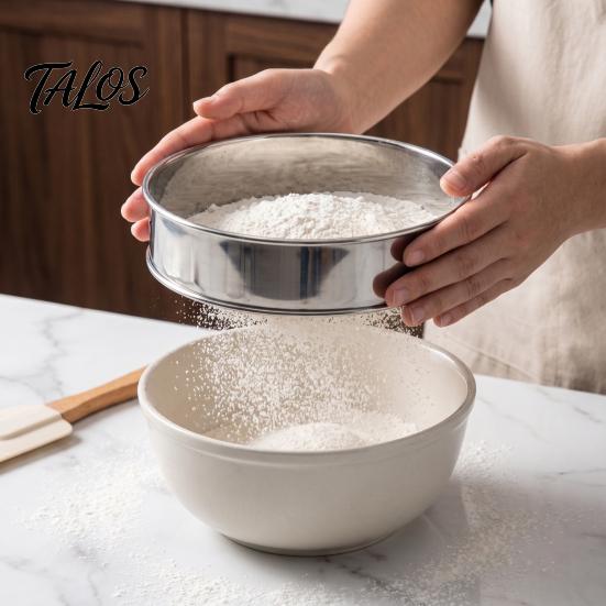 Kitchen Gadget for Pastry Stainless Steel Flour Sifter, Handheld Fine Mesh Strainer, Durable Corrosion Rust Resistant Sifter Round Sieve Cocoa