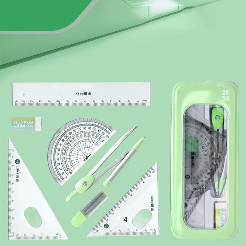 7-teiliges Zirkel- und Lineal-Set Multifunktional Professionell Metall Klein Frisch Zeichen-Schreibwaren Für Studenten Lernmaterial