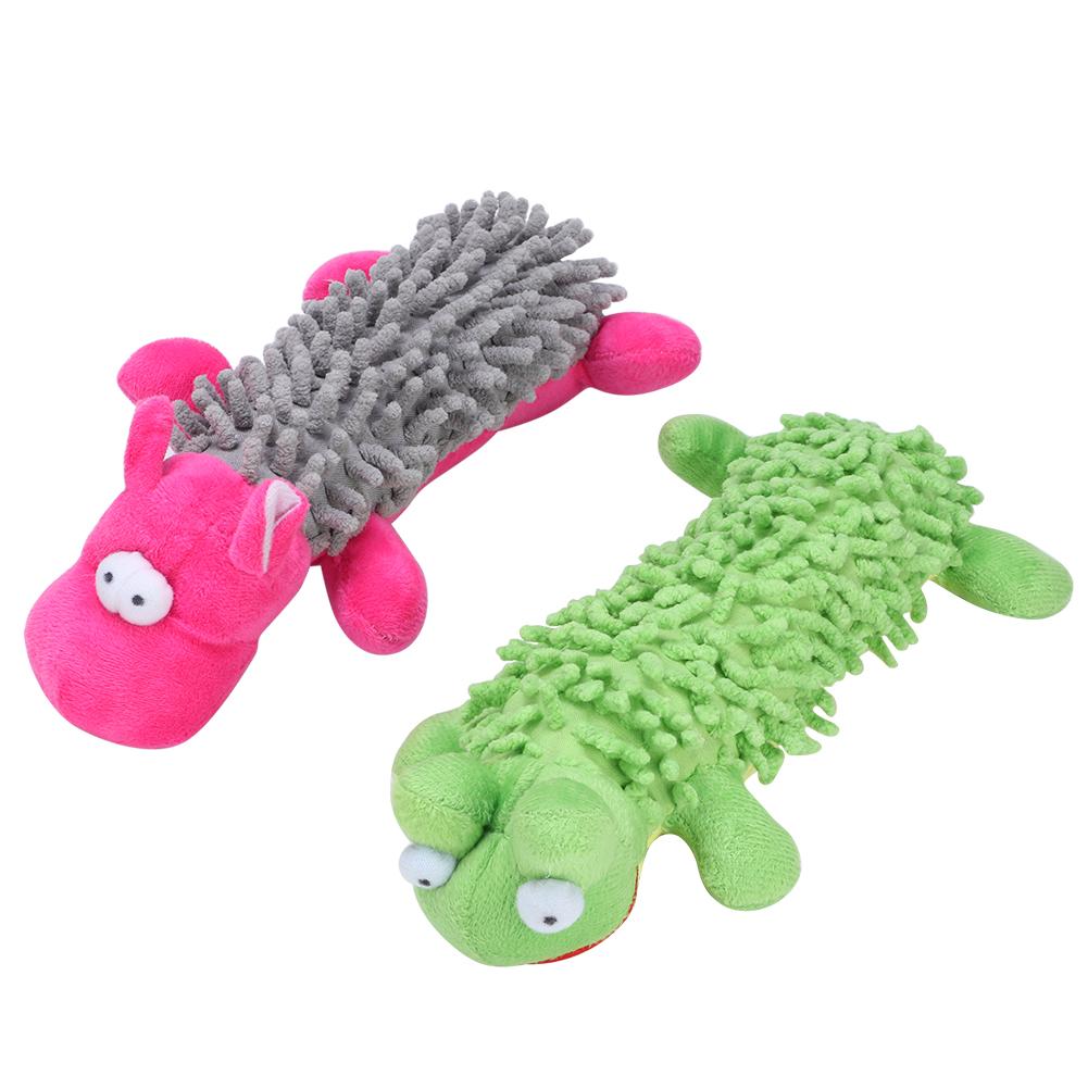 2 Pcs Frog and Hippo Shape Plush Dog Chew Bite Toy Pet Dogs Puppy Interactive Training Toys