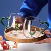 Decorative Christmas Glass Cup Christmas Party 3D Glass Mug Practical Festival Pattern Embellished Glass Mugs