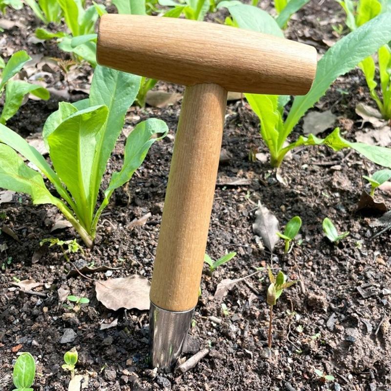 Dibbler Gardening Tool Bulb Planting Tool with Handle Seed Dibber Vegetable Plant Sowing Tool M4YD