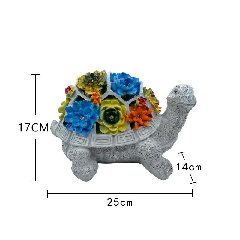 1pc Outdoor Solar Powered Succulent Turtle Statue Animal Gardens Garden Lights Ornaments Resin Crafts