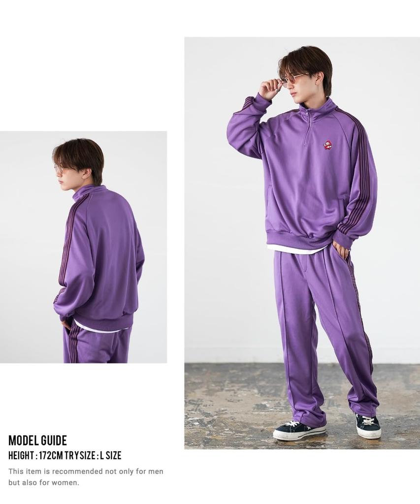 [IMPROVES] [SIDEWAYSTANCE] Embroidered One-Point Line Jersey Long Sleeve Half-Zip Jacket