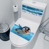Cartoon Swimming Penguin Bathroom Decoration Toilet Sticker
