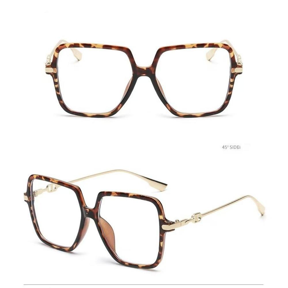 Fashion Oversized Square Eyewear Retro Womens Light Bloking Metal Frame Glasses Trend Optical Computer Eyeglasses