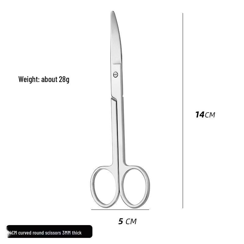 420 Stainless Steel Multi-Purpose Scissors: Large Curved, Straight, Round Tip for Surgical, Beauty, Nose Hair, Eyelid, and Teaching Use.