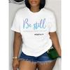 Plus Size, Women's Fashion Plus-Size T-Shirt with Letter Print, Machine Washable