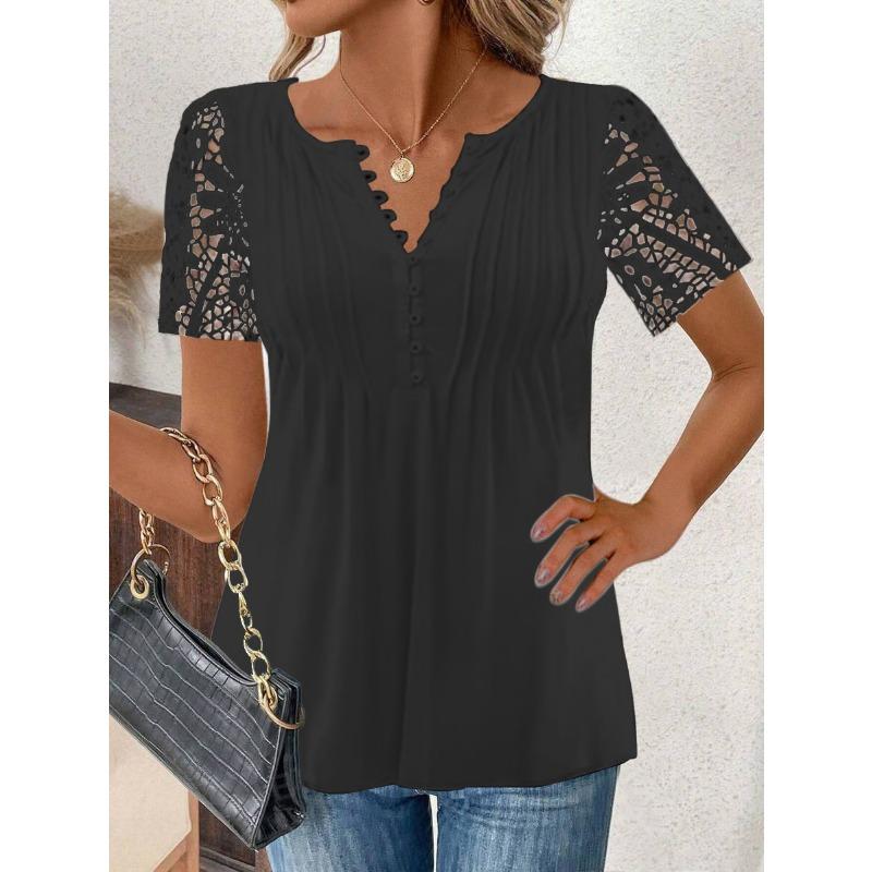 DICIFY Women's Fashion Casual Summer Spring Short Sleeve V-Neck Blouses & Shirts