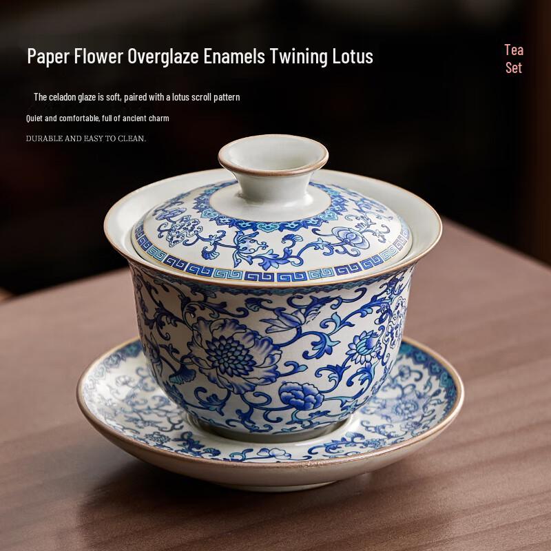 Mingguang Sancai Ru Kiln Gaiwan Tea Set