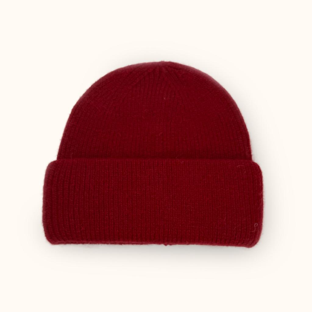 Autumn Winter Fashion Rabbit Hair Knit Hat Double Rolled Brim Warm Cold Hat