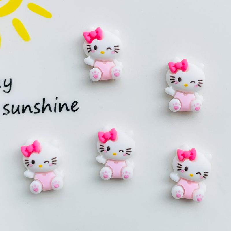 20 Pcs Cute Mini Cartoon Kitten Animal Resin Figurine Crafts Cabochon Ornament Jewelry Manicure Hairpin Making Accessories A128