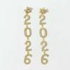 Rhinestone Happy New Year Earrings Jewelry Crystal Party Earrings Pendant 2026 Stud Earrings  Girls