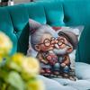 1pc Whimsical Grandparents Pillow Cover - "Oma Und Opa" Design with Heart & Floral Motifs, Perfect Gift for Mother'S Day & Father'S Day