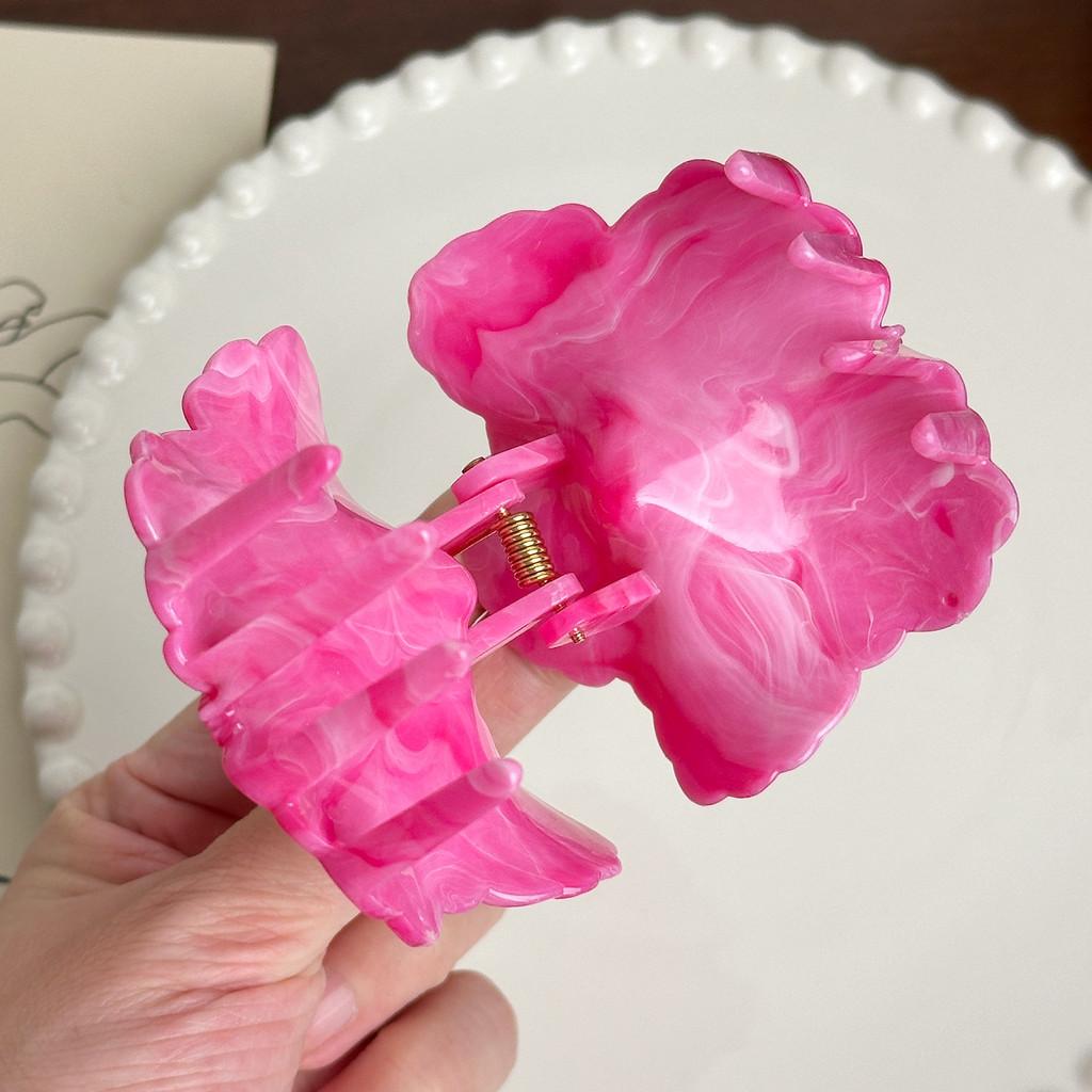 Eye-catching Doris Hair Claw Clip Stunning Marble Pattern Egg Flower Design For Everyday Elegance