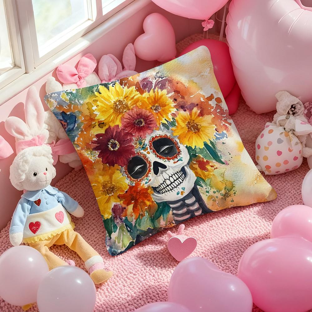 Anime Day of the Dead Cushion Cover Pattern Printed Pillowcase for Living Room Sofa Cushion Cover & Bedroom Decor