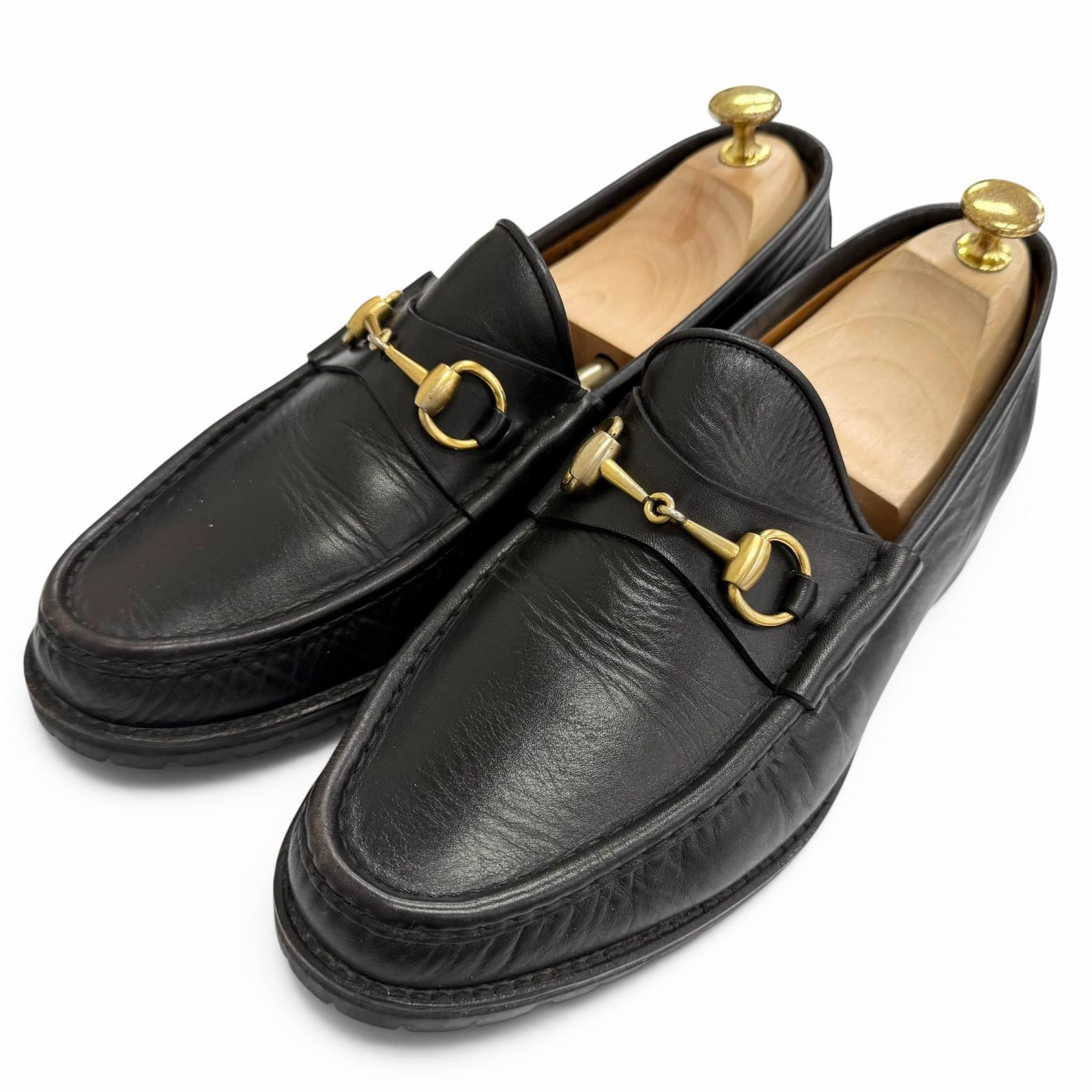 Very Good GUCCI Horsebit Loafers Business Shoes black leather 43 111 6030 Used