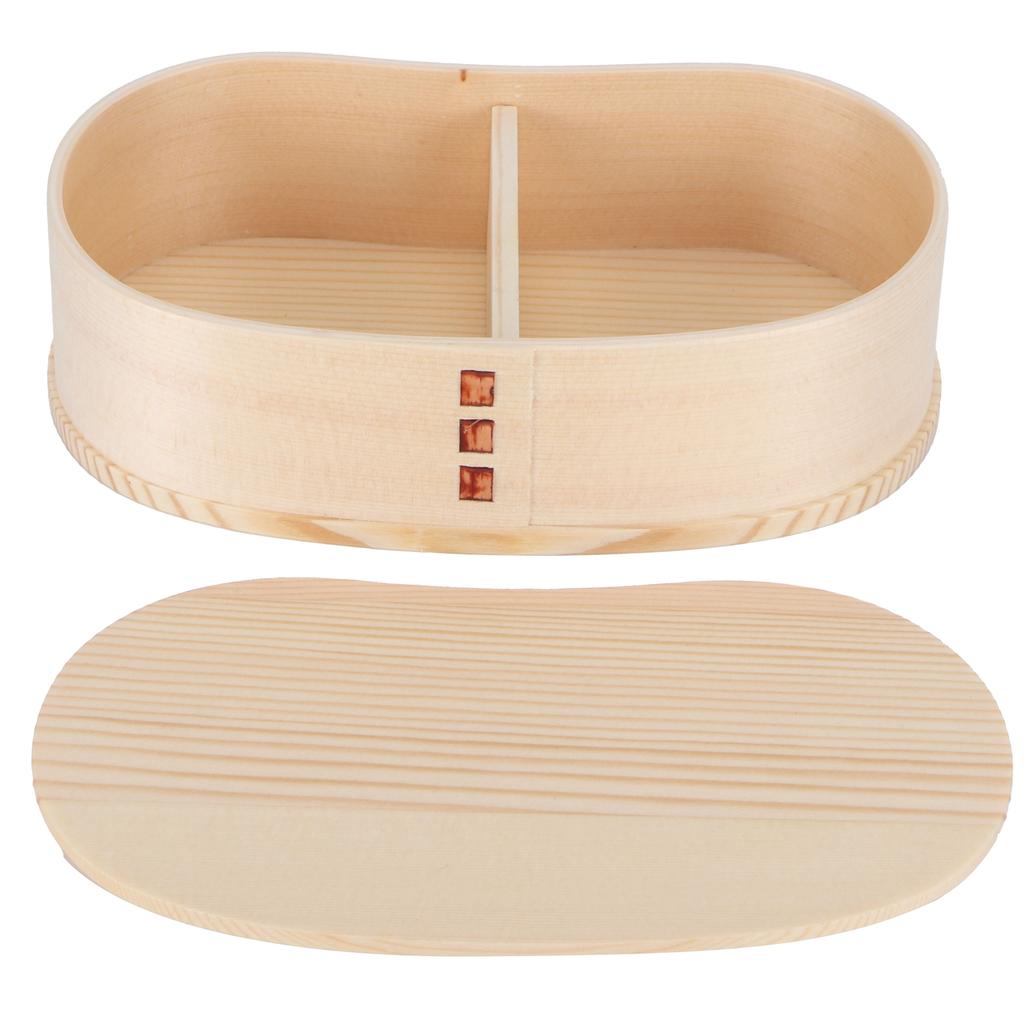 Portable Lunch Box Set Japanese Wooden Food Storage Container for Home Picnic 17x9cm