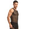 Men's Crew Neck Fishnet Tank Top - Breathable, Loose, Casual, Plus Size, European & American Style.