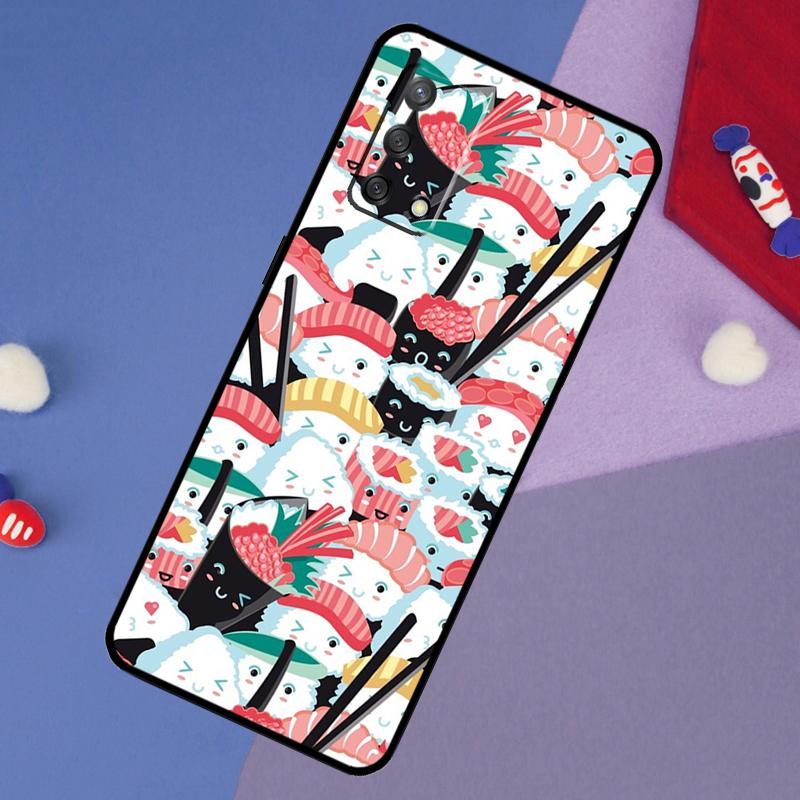 Kawaii Sushi Crowd Case For Oppo A17 A60 A40 A80 A16 A76 A96 A98 A58 A78 A18 A38 A57 A74 A54 A94 A15 A5 A6 Pro