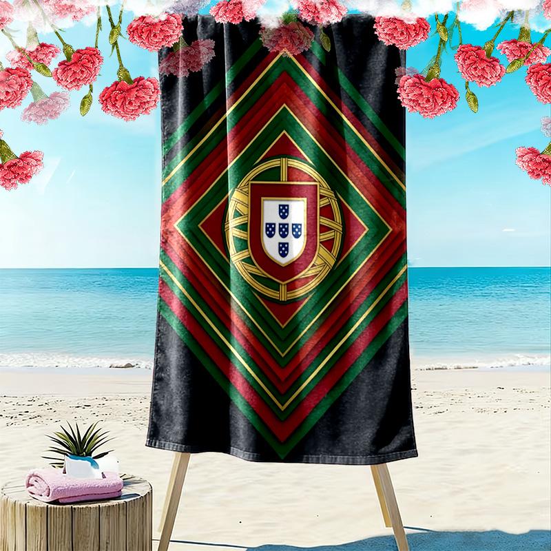 Portugiesisches Erbe Emblem Strandtuch Strand Strandtuch für Urlaubsfotos Schwimmen Meeresufer Saugfähiges Badetuch Komfort Mode