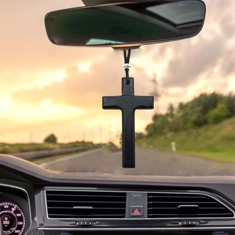 Auto Kruis Decoratie Houten Hangende Ornamenten Auto Achteruitkijkspiegel Trim Interieur Kruisen Veilig Rijden Cadeau Auto Decoratie