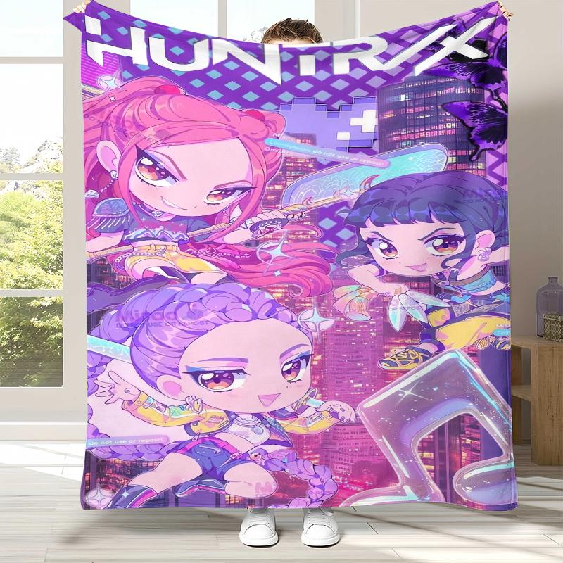 K-Pop Demon Hunters Golden Saja Boys Coperta di Flanella, Coperta in Peluche Ultra Morbida e Calda per Casa Camera da Letto Letto Divano Copertura Ufficio Picnic
