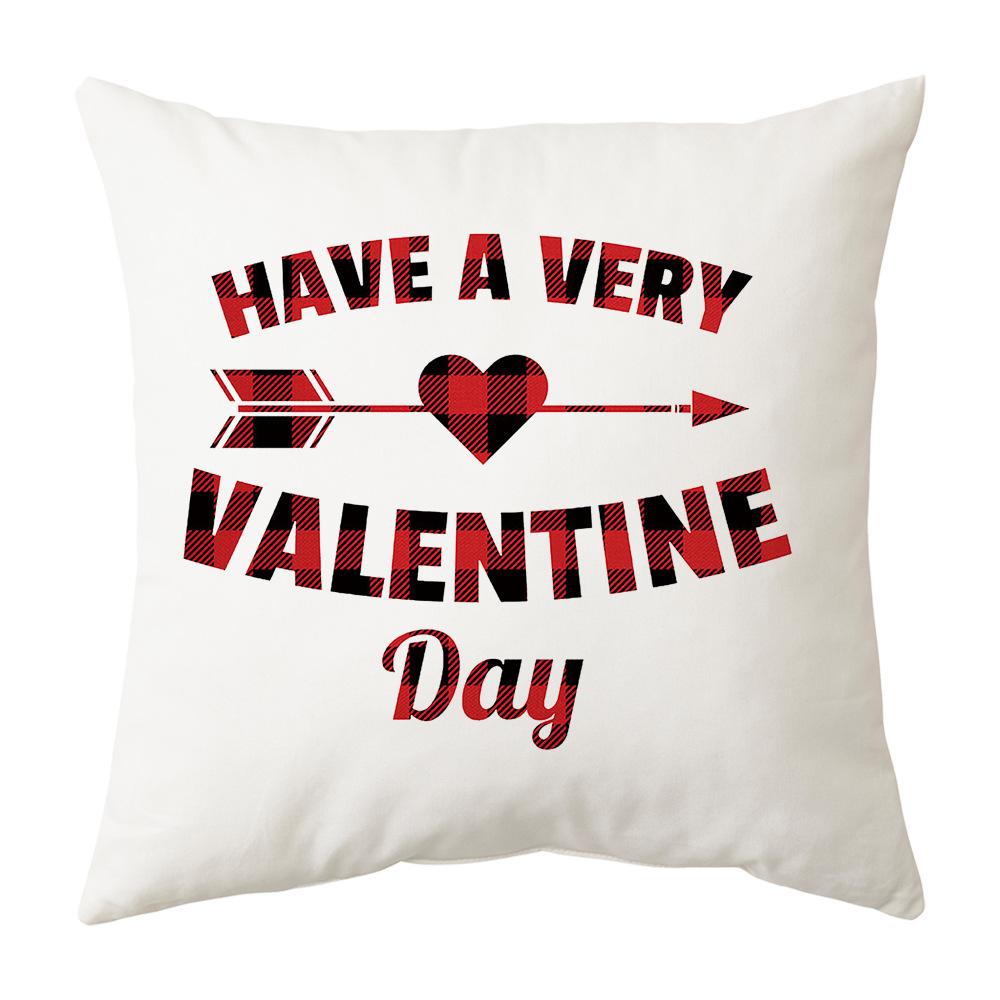 New Valentine's Day Pillow Plaid Printed Pillow Cover Home Holiday Gift Sofa Cushion Cushion Cover