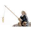 Pesca Vecchio Resina Statuetta Statua Seduto Ornamento da Giardino Esterno Giardino