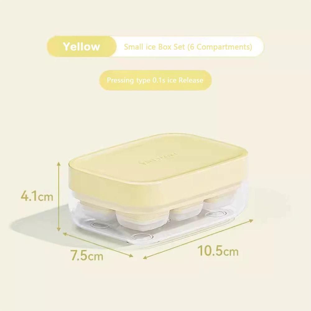 Practical 6Grid Ice Tray Mold Food Grade Silicone Press Type Press Ice Cube Easy Release DIY Ice Maker Ice Cube Tray жёлтый