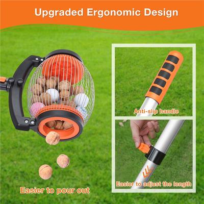 Nut Gatherer Large Cage Walnut Picker Upper Roller Nut Collector with 2 Dumping Methods for Pinecones Sweet Gumballs Golf Balls