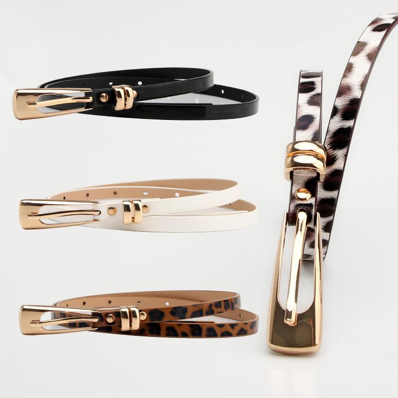 New Leopard Print Color Fashionable and Versatile Women's Fine Belt with Alloy Pin Buckle Pairs Well with Sweater, Dress and Suit Decorative Straps