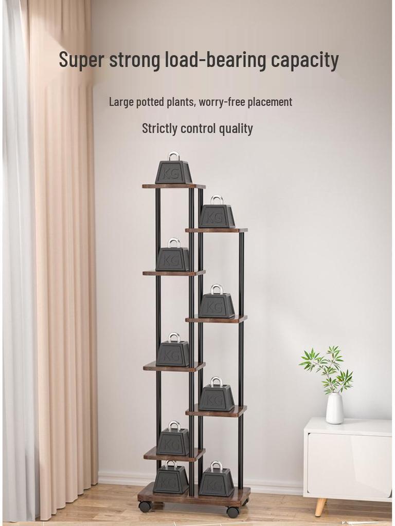 Wrought Iron Multi-Layer Tall Indoor Flower Stand for Living Room or Balcony
