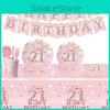 Disposable Party Supplies For 21st Birthday Pink Plates Cups Napkins And Tablecloth Set
