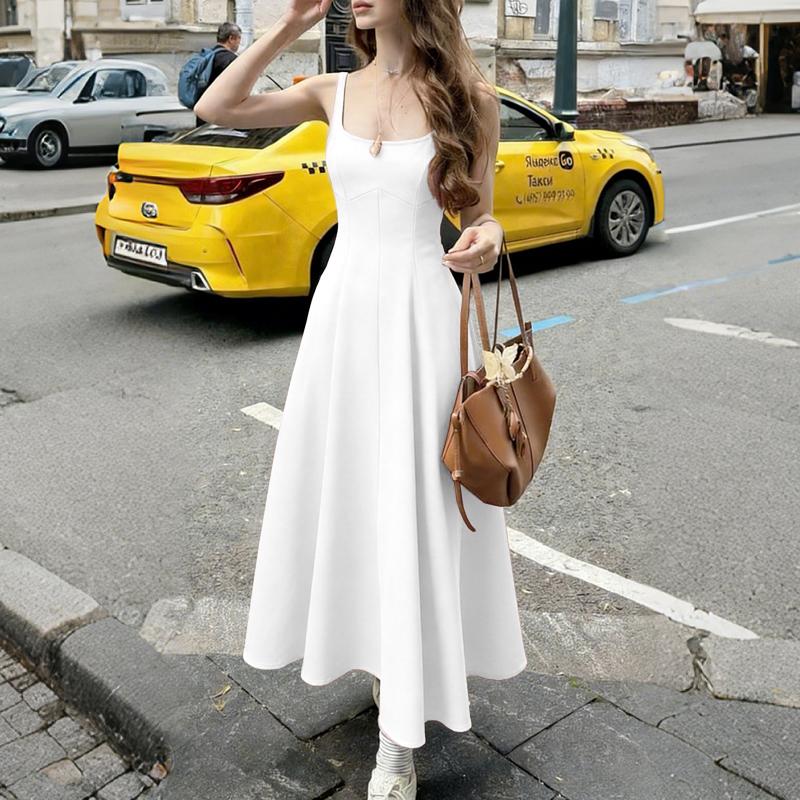ZANZEA Women Summer Square Collar Casual Sleeveless Long Dress