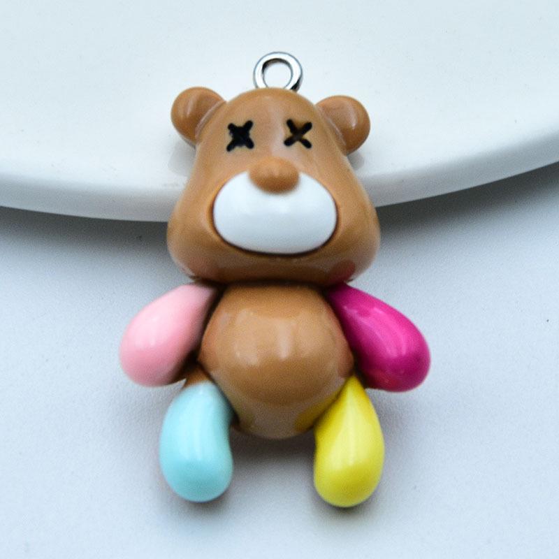 Colorful Resin Bear Keychain Pendant - DIY Jewelry Accessory
