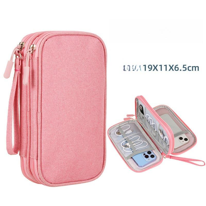 Double Layer Data Cable Storage Pouch Cross Border Hot Sale Travel Charger Organizer Handheld Compact Bag