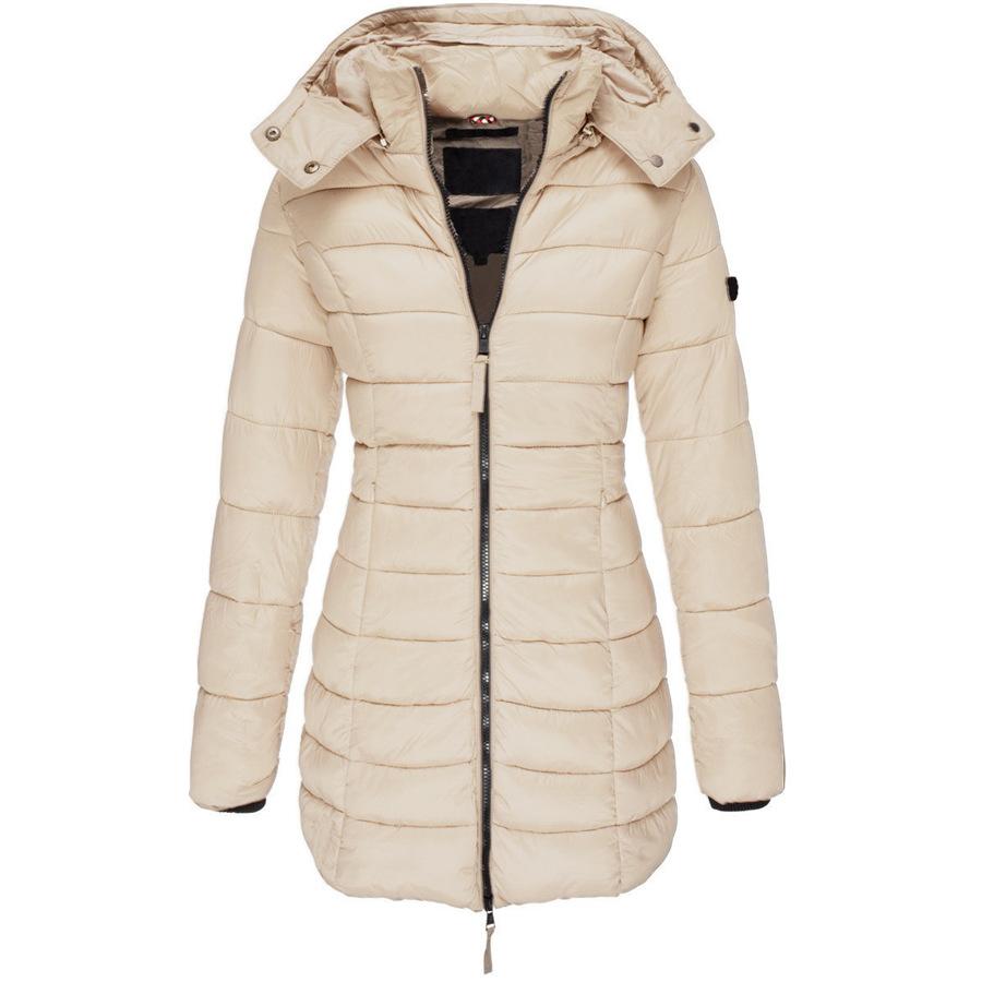 Winter Jackets for Women Zipper Hooded Cotton Padded Jackets Long Sleeve Warm Coat Slim Parka Female Portable Outwear