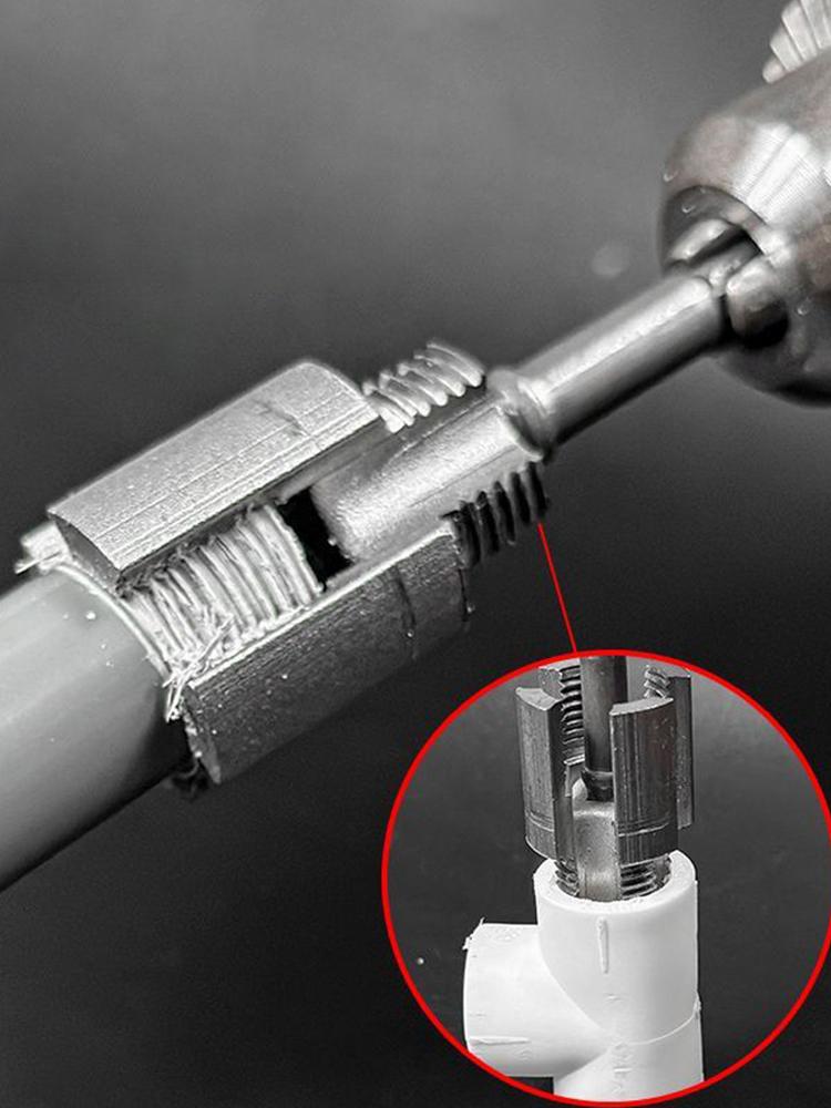 Integrated Internal & External Pipe Threading Tool 1/2 3/4 Inch PVC Pipe Threader Compatible Electric Drill Pipe Threader Kit