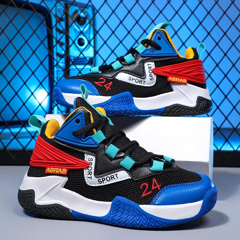 Children's Basketball Shoes, Men's Autumn Fly-woven Mesh Boys' Actual Combat Sneakers, Middle and Older Children's Student Sports Running Shoes